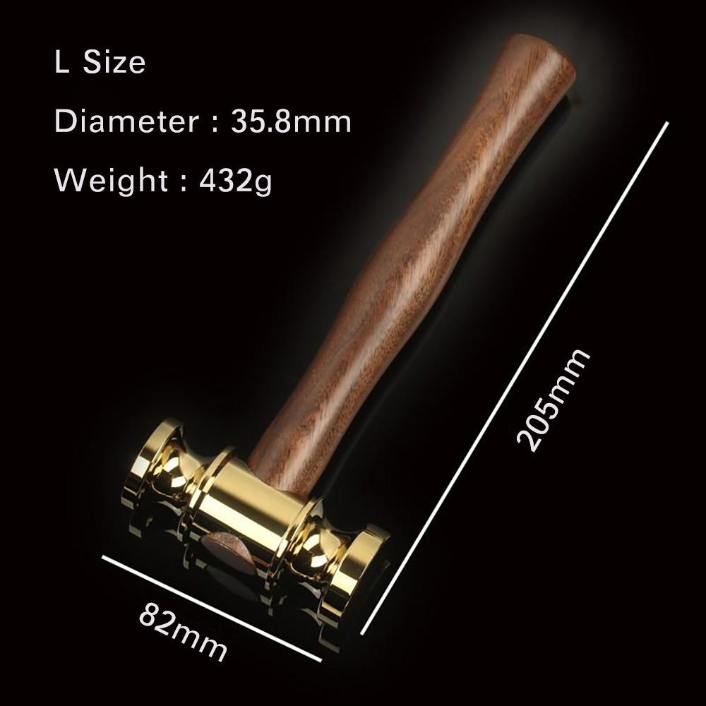 Solid Brass Mirror Polished Hammer Wooden Handle Leather Craft Workshop DIY Tool