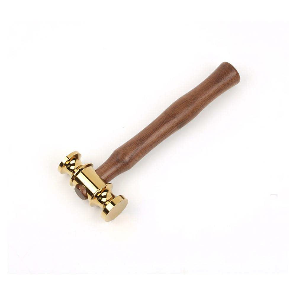 Solid Brass Mirror Polished Hammer Wooden Handle Leather Craft Workshop DIY Tool