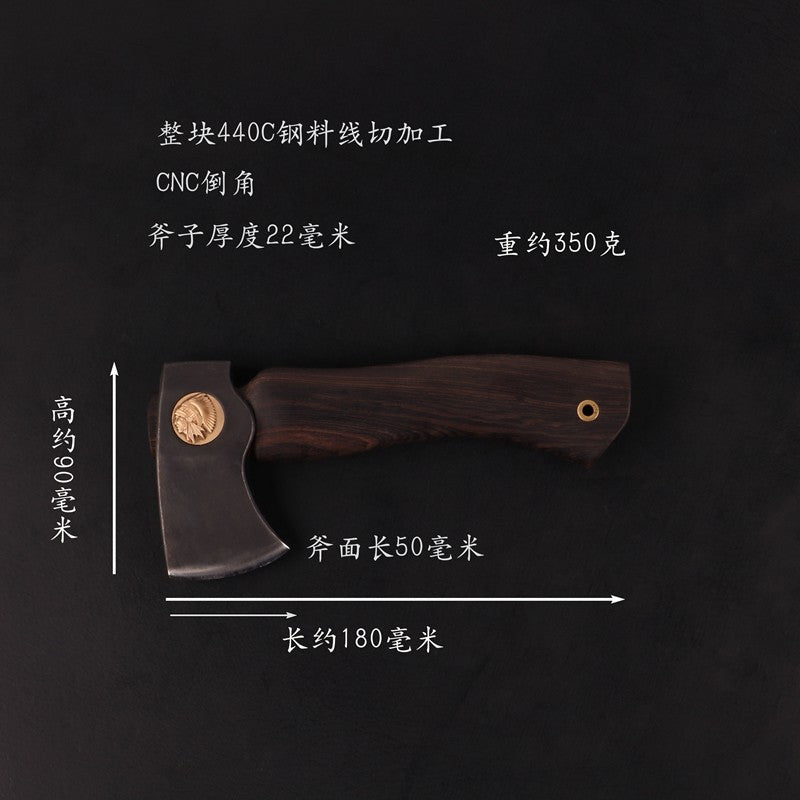 Mini Indians Style Tomahawk Outdoor EDC Axe Hand Tool Ebony Handle 440C Steel