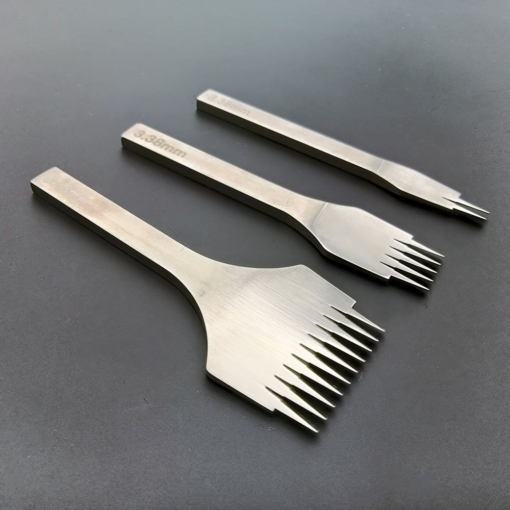 Kit de herramientas de punzón y cincel para coser cuero estilo francés, juego de 2 + 5 + 10 puntas