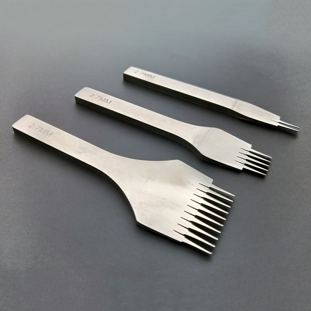 Kit de herramientas de punzón y cincel para coser cuero estilo francés, juego de 2 + 5 + 10 puntas