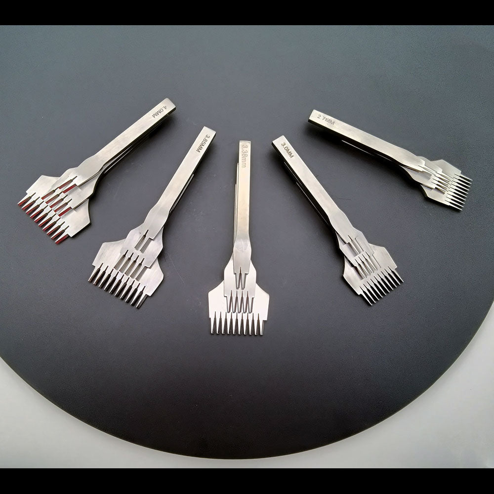 Kit de herramientas de punzón y cincel para coser cuero estilo francés, juego de 2 + 5 + 10 puntas