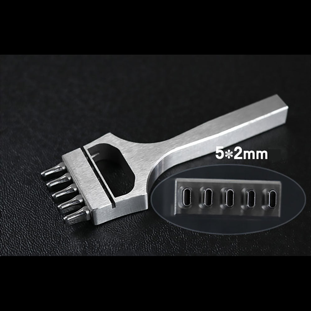 Leather Craft Watch Band strap Oval Hole Punch Tools Stitching 5 Prong Eyelet Cutter head removable chisel Tool/set