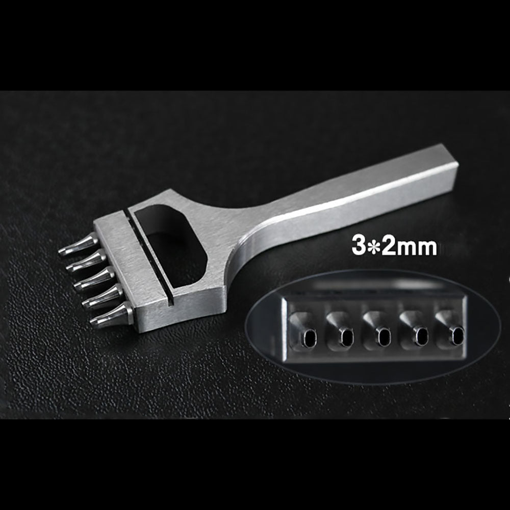 Leather Craft Watch Band strap Oval Hole Punch Tools Stitching 5 Prong Eyelet Cutter head removable chisel Tool/set