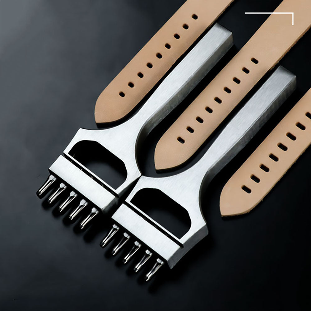 Leather Craft Watch Band strap Oval Hole Punch Tools Stitching 5 Prong Eyelet Cutter head removable chisel Tool/set