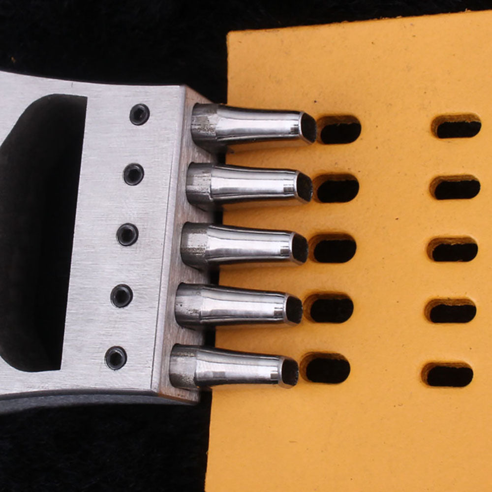 Leather Craft Watch Band strap Oval Hole Punch Tools Stitching 5 Prong Eyelet Cutter head removable chisel Tool/set