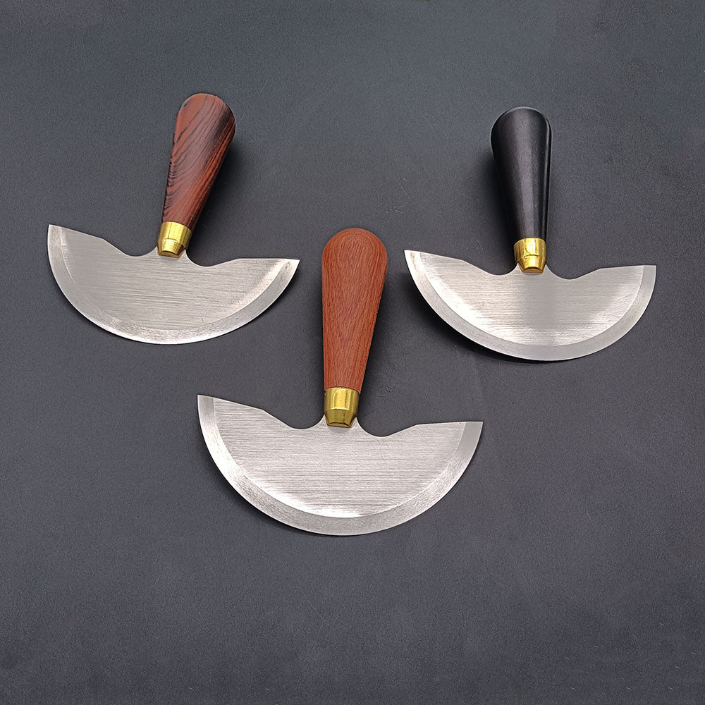 Professional half round blade leathercraft knife wood handle skiving cutter Tool