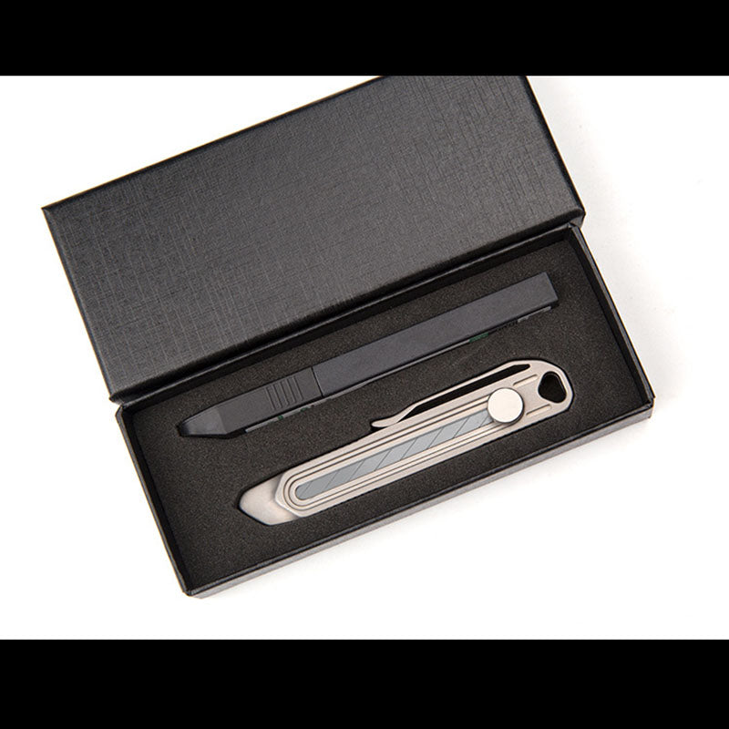 Kleines Allzweckmesser aus Titan für Kunsthandwerk, einziehbare Klinge, Taschen-Papierschneider, EDC