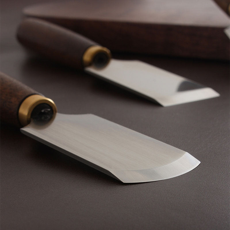 Leather Craft Walnut Wooden Handle Japanese Style Cutter Skiving Knife Tool