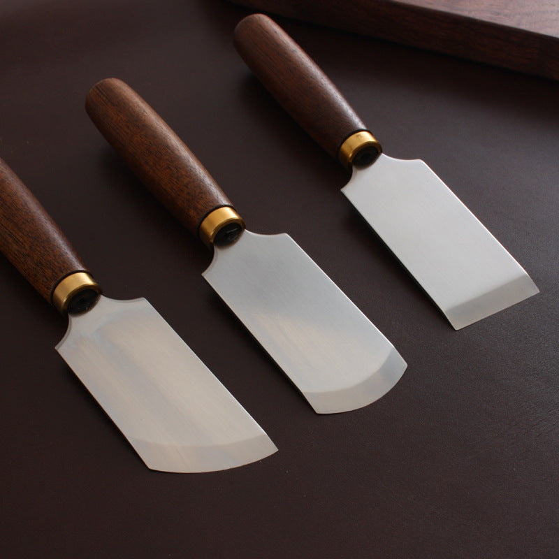Leather Craft Walnut Wooden Handle Japanese Style Cutter Skiving Knife Tool