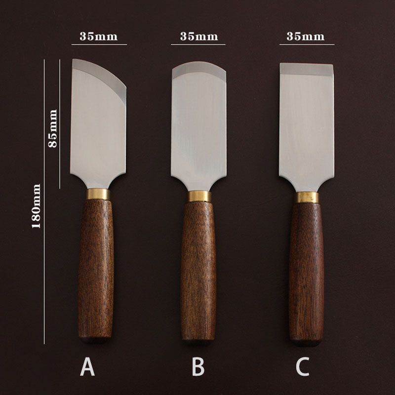 Leather Craft Walnut Wooden Handle Japanese Style Cutter Skiving Knife Tool