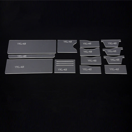 13x Leather Craft Clear Acrylic Short Wallet Pattern Stencil Template Tool Set