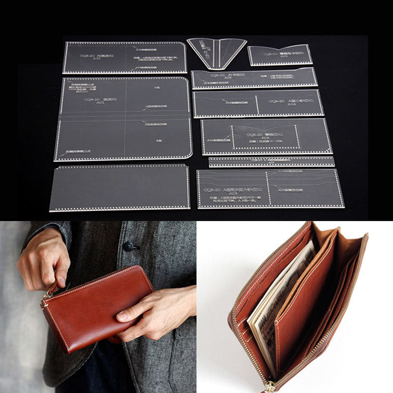 Lederhandwerk, klare Acryl-Clutch-Tasche, Handtasche, Muster-Schablone, Vorlage CQB-20