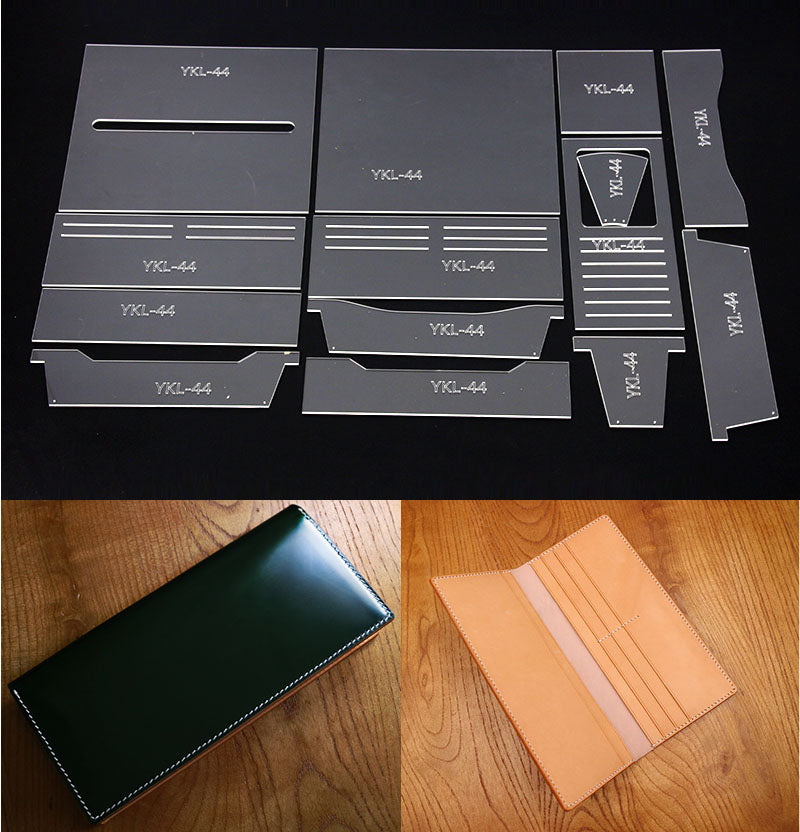 Leather Craft Clear Acrylic long wallet mould Pattern Stencil Template tool set