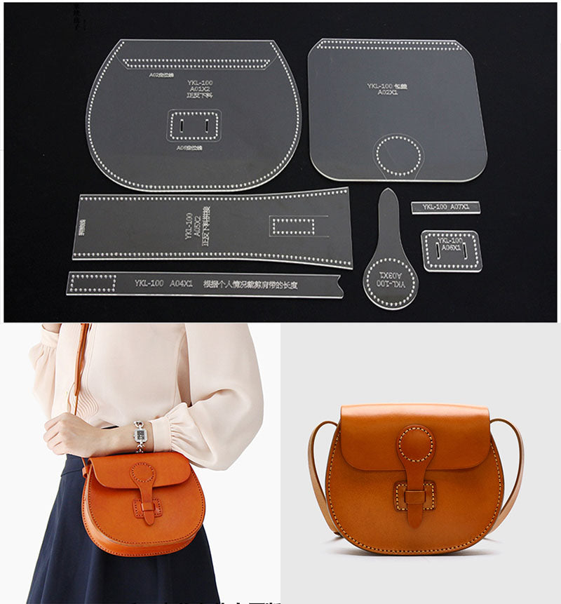 Leder Handwerk Klar Acryl schulter tasche handtasche Muster Schablone Vorlage DIY