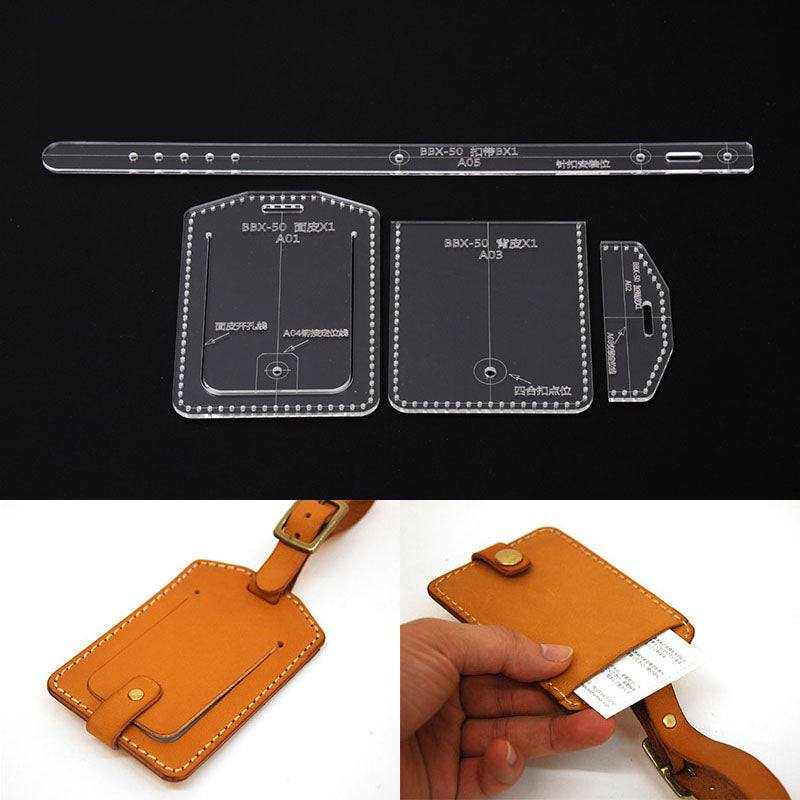 Gepäckanhänger Reisetasche Etikett Acryl Vorlage Leder Handwerk Muster Schablone Diy