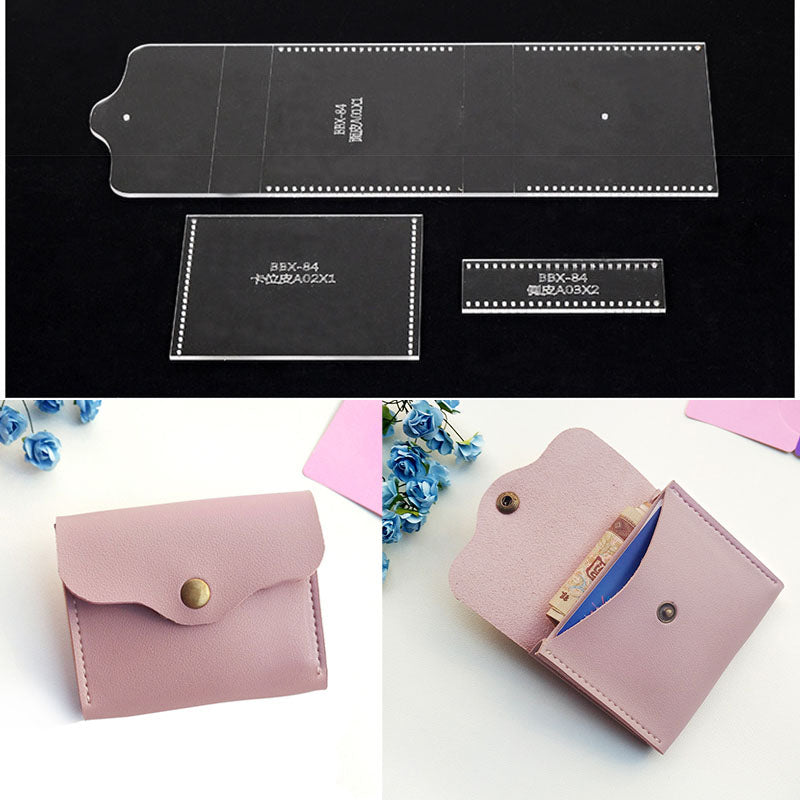 Leder Handwerk Klar Acryl karte halter münze geldbörse Muster Schablone Vorlage DIY