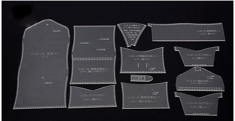 Plantilla de patrón para manualidades de cuero con tarjetero y billetera corta de acrílico DQB-03