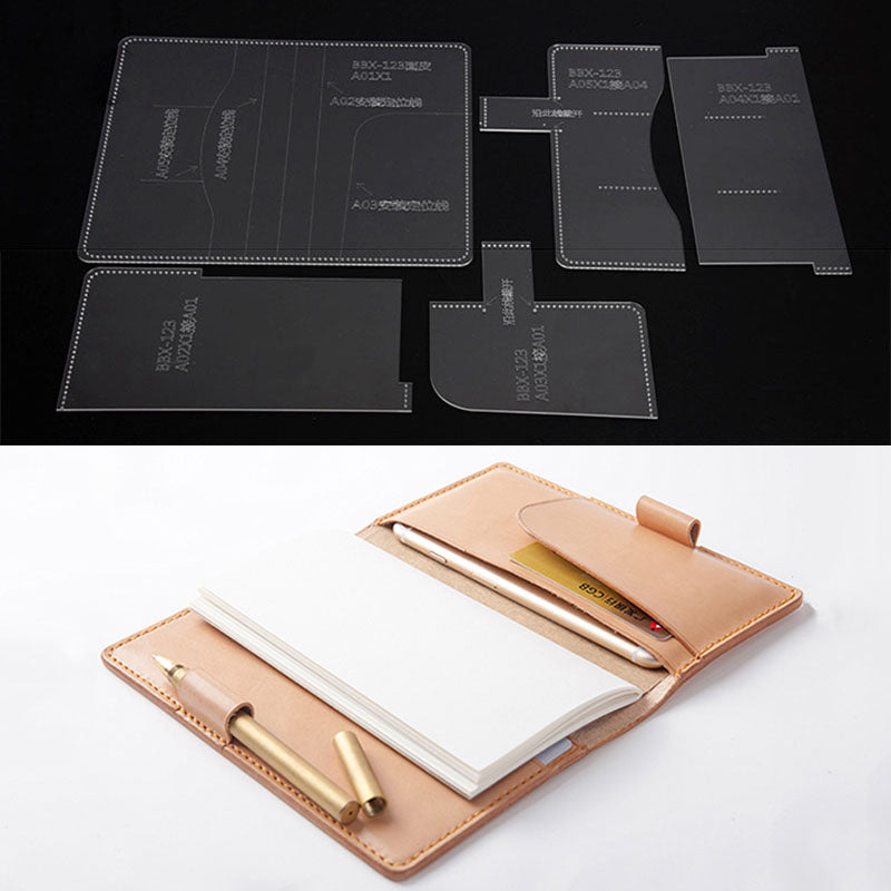 Estuche para cuadernos de acrílico Plantilla Modelo de patrón para artesanía en cuero BBX-123