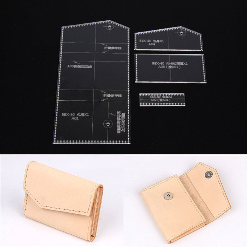 Lederhandwerk Klares Acryl Kartenhalter Münzbörse Muster Vorlage DIY BBX-40