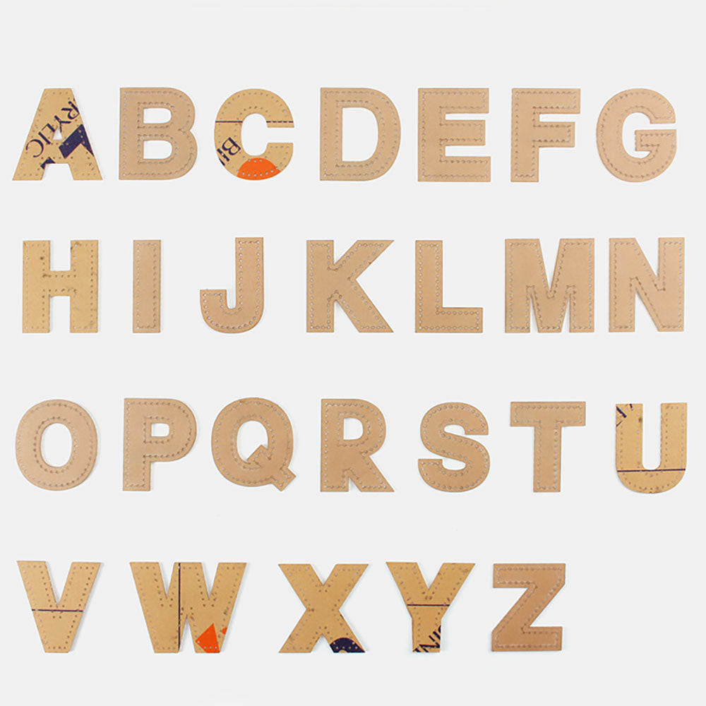 Lederhandwerk, 26 Alphabet-Buchstaben, Acryl-Schablone mit Nählöchern