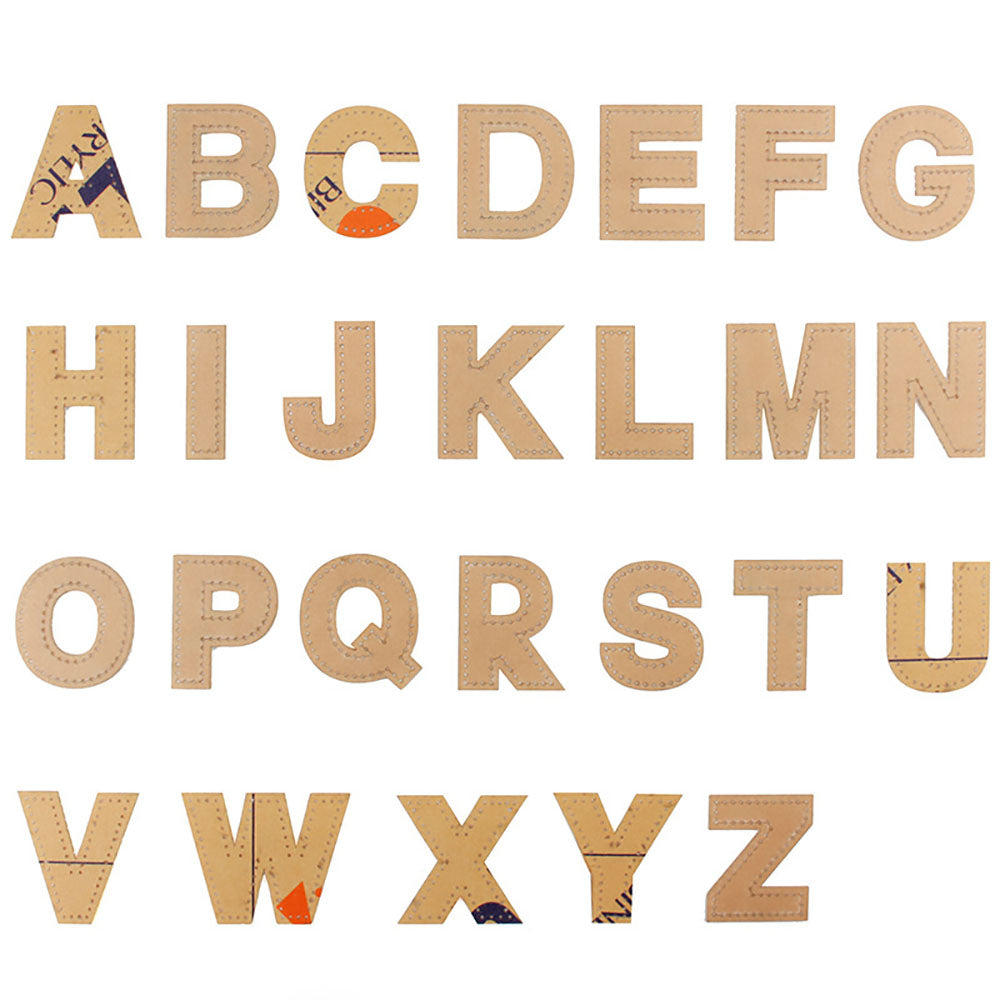Lederhandwerk, 26 Alphabet-Buchstaben, Acryl-Schablone mit Nählöchern