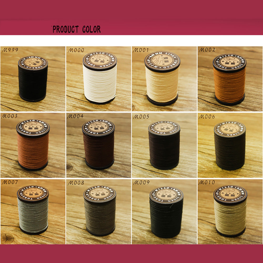 Hilo encerado de lino puro profesional de 0,55 mm, 150 m, para coser a mano trabajos de artesanía en cuero