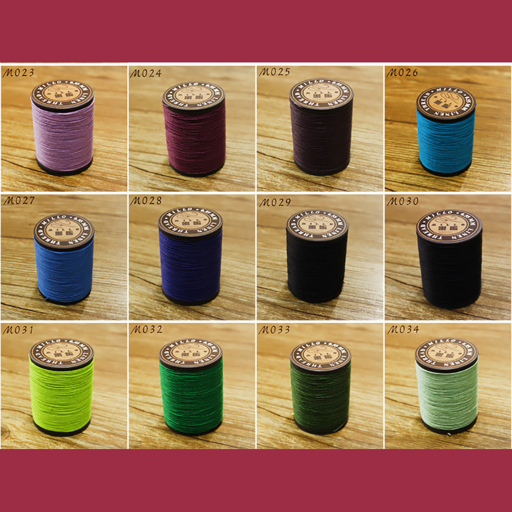 Hilo encerado de lino puro profesional de 0,55 mm, 150 m, para coser a mano trabajos de artesanía en cuero