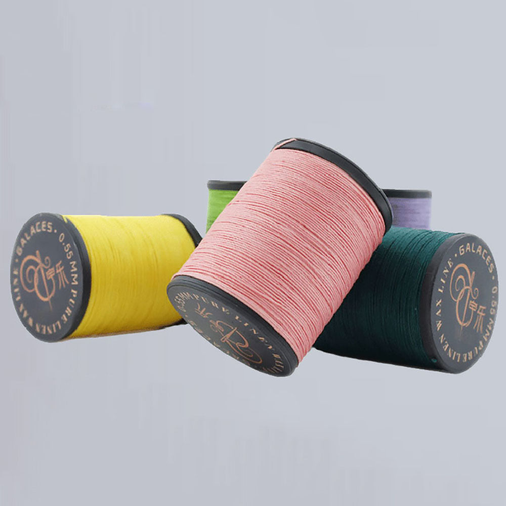 Hilo encerado de lino puro profesional de 0,55 mm, 150 m, para coser a mano trabajos de artesanía en cuero