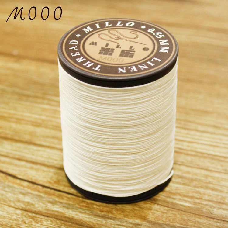 Hilo encerado de lino puro profesional de 0,55 mm, 150 m, para coser a mano trabajos de artesanía en cuero
