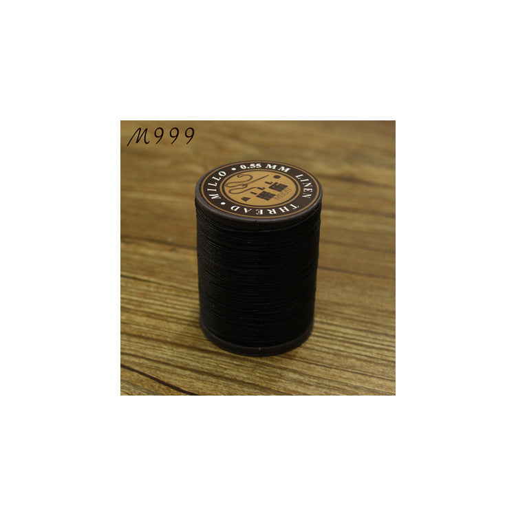 Hilo encerado de lino puro profesional de 0,55 mm, 150 m, para coser a mano trabajos de artesanía en cuero