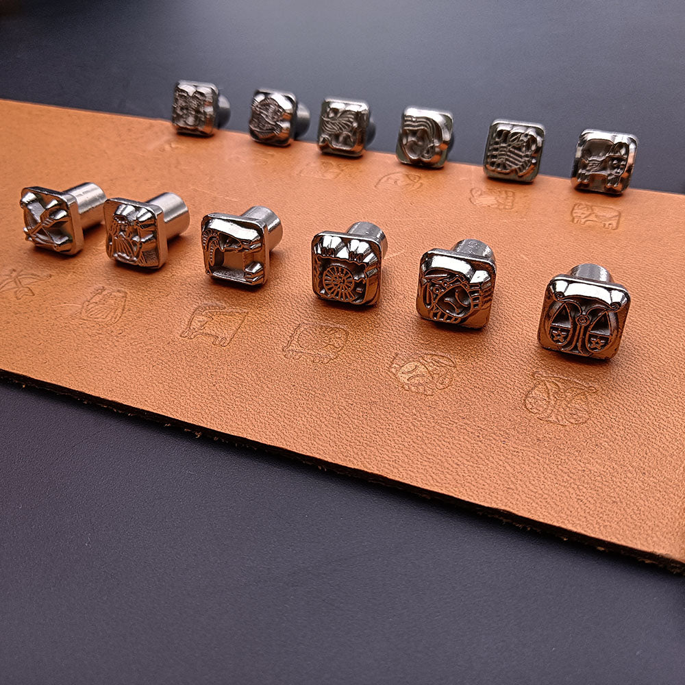Leather craft 12 zodiac signs pattern Stamping Tool 12stamps with handle set AU