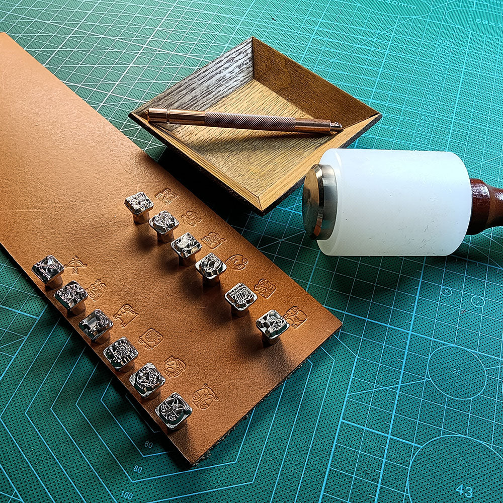 Leather craft 12 zodiac signs pattern Stamping Tool 12stamps with handle set AU