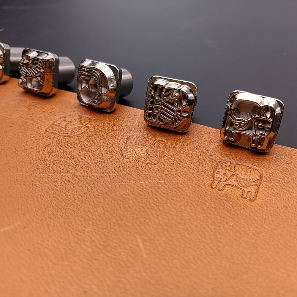 Leather craft 12 zodiac signs pattern Stamping Tool 12stamps with handle set AU