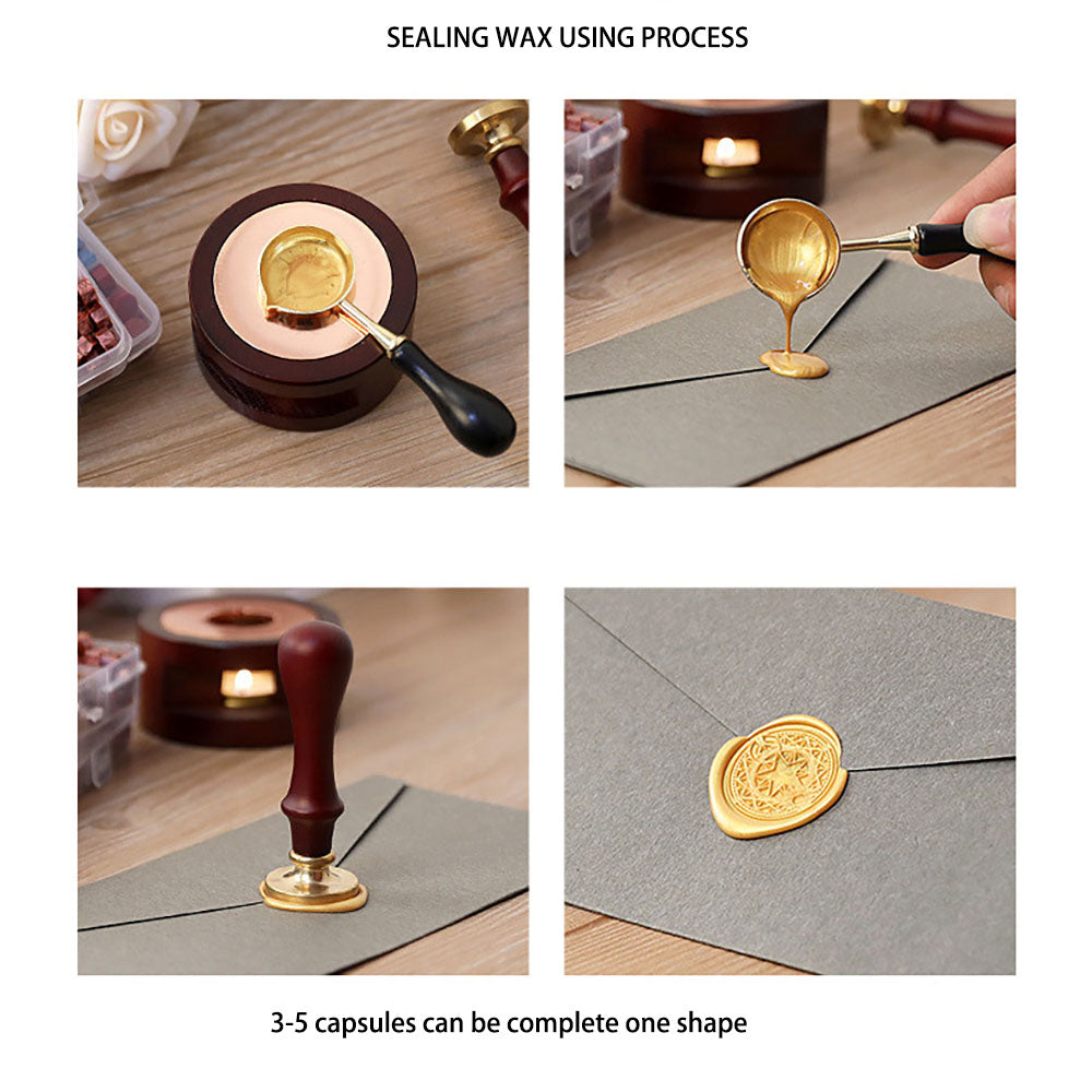 Kit de 600 piezas de cuentas de cera para sellos de sellado de colores con caja de almacenamiento de 24 rejillas
