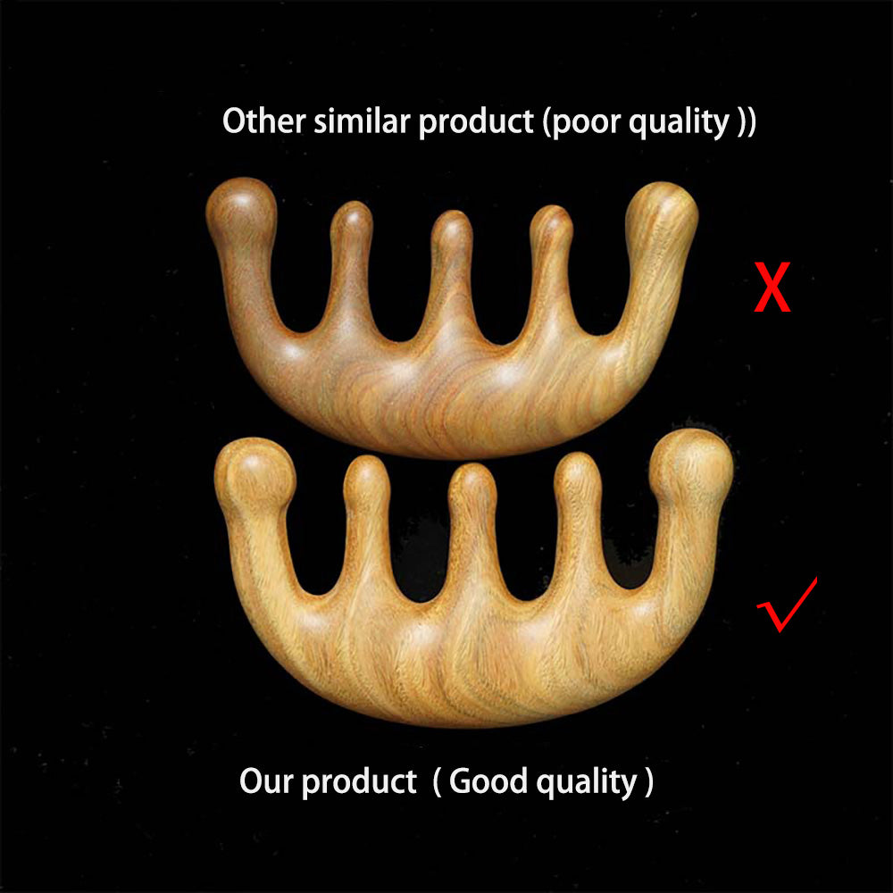 Wood Craft Nature Green Sandalwood Meridians Massage Comb Health Hair Therapy