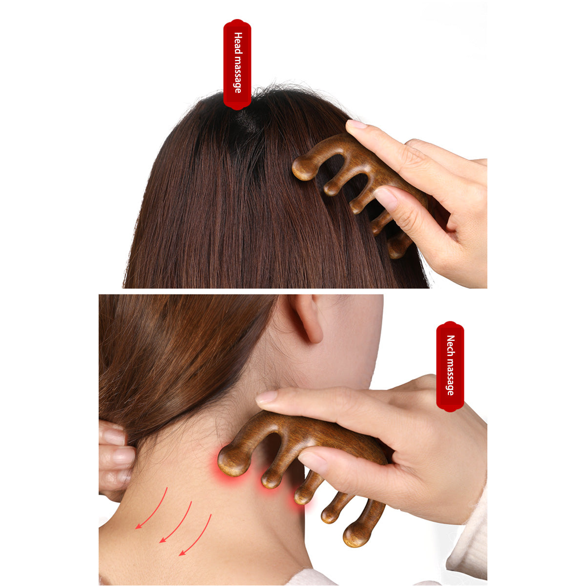 Wood Craft Nature Green Sandalwood Meridians Massage Comb Health Hair Therapy
