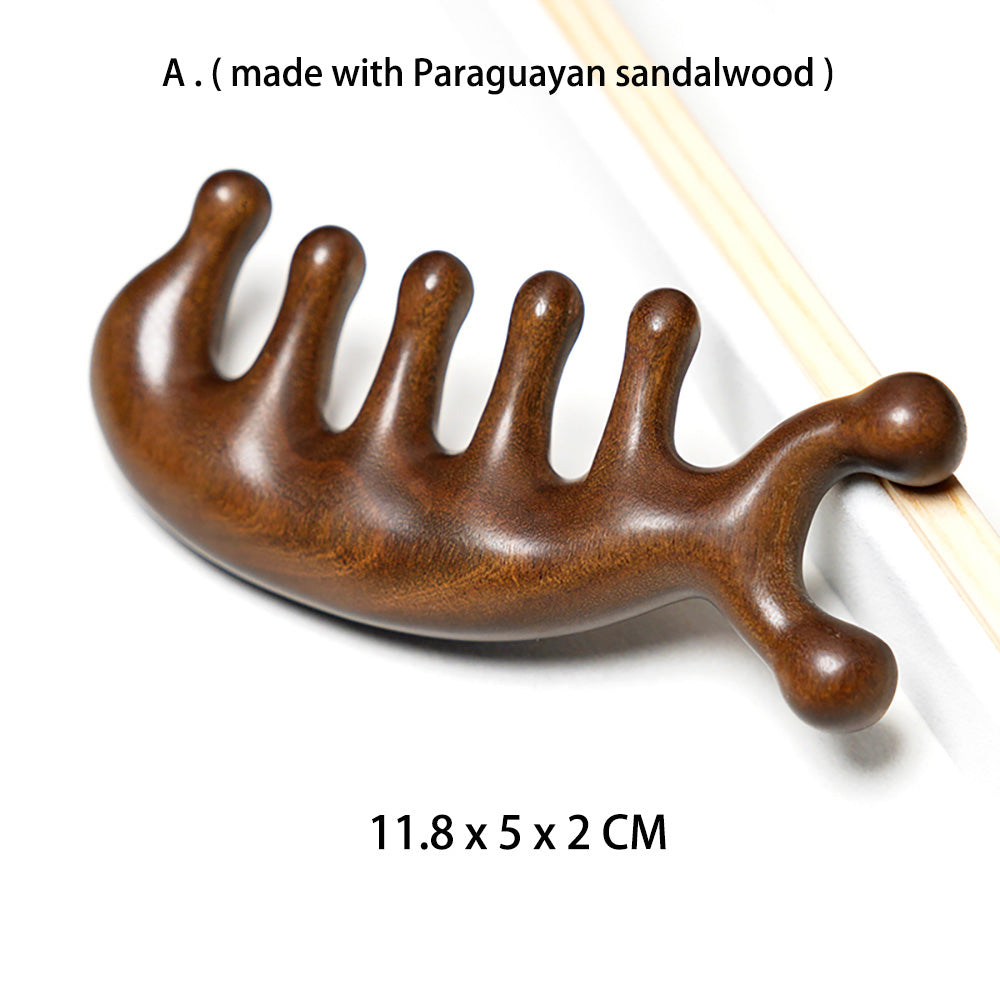 Wood Craft Nature Green Sandalwood Meridians Massage Comb Health Hair Therapy