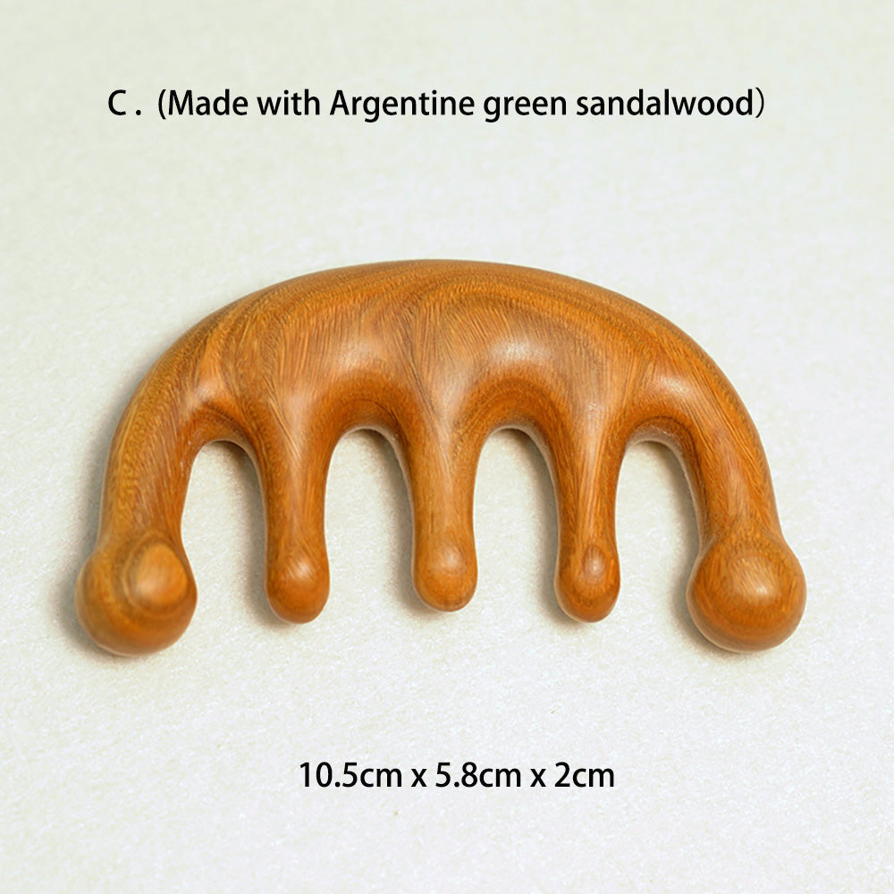 Wood Craft Nature Green Sandalwood Meridians Massage Comb Health Hair Therapy