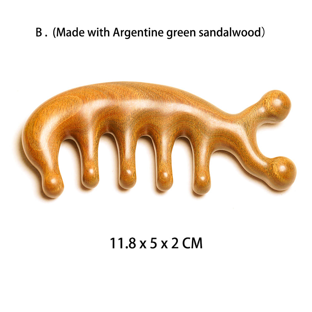 Wood Craft Nature Green Sandalwood Meridians Massage Comb Health Hair Therapy