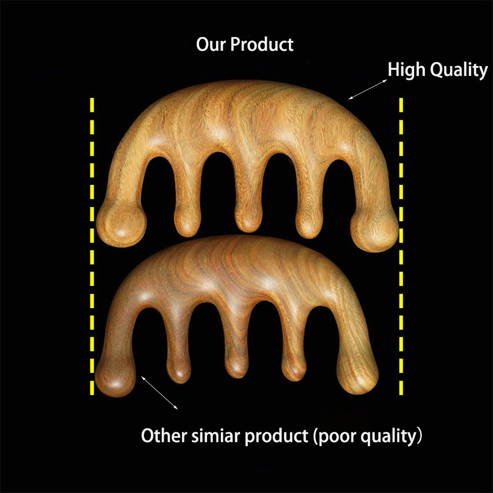 Wood Craft Nature Green Sandalwood Meridians Massage Comb Health Hair Therapy