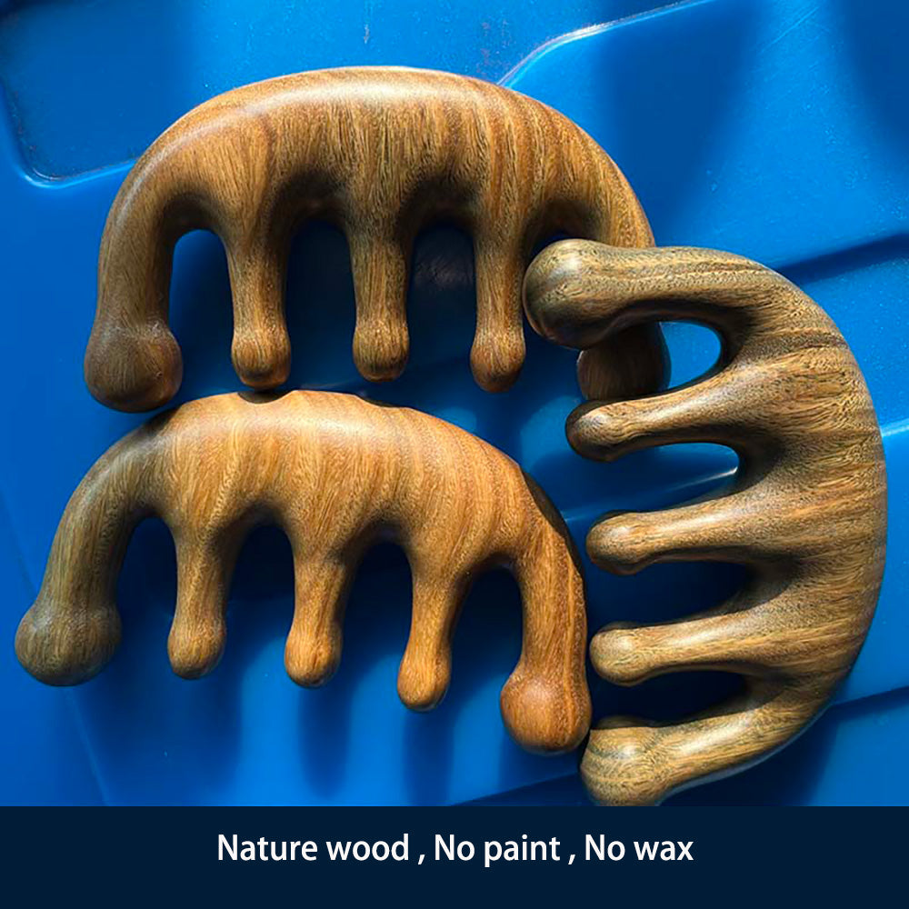 Wood Craft Nature Green Sandalwood Meridians Massage Comb Health Hair Therapy