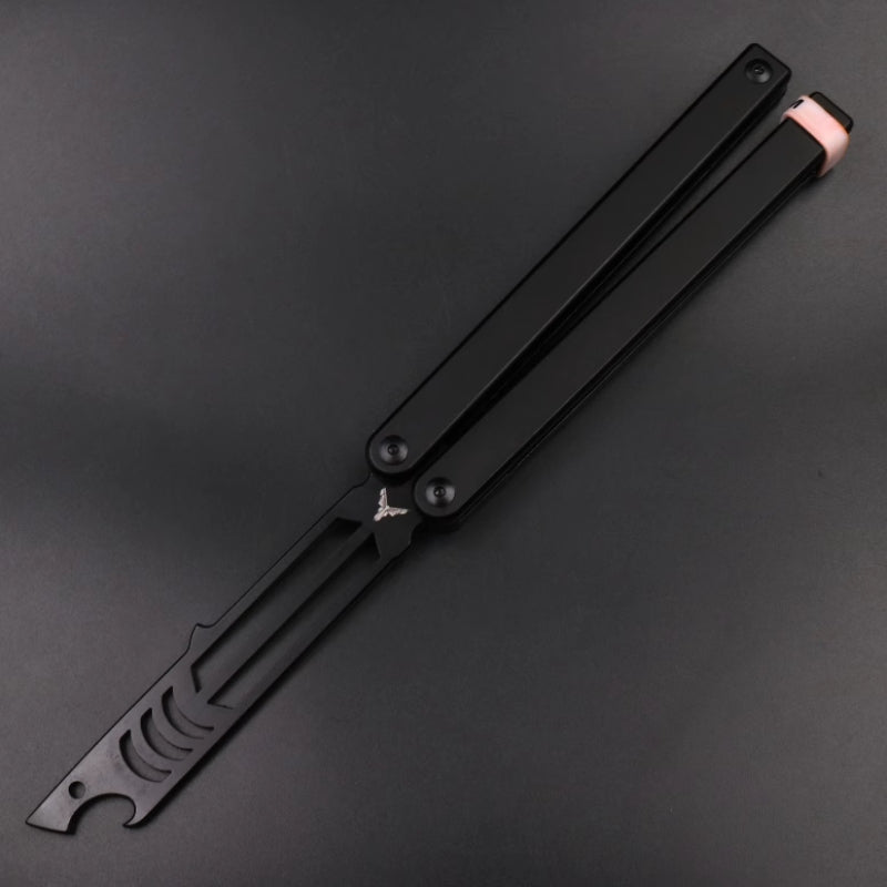 Mako V3 Aluminum Handle Balisong Style Bottle Opener - Bushings Pivot System, Unsharpened Butterfly Flip Tool for Bar Accessories
