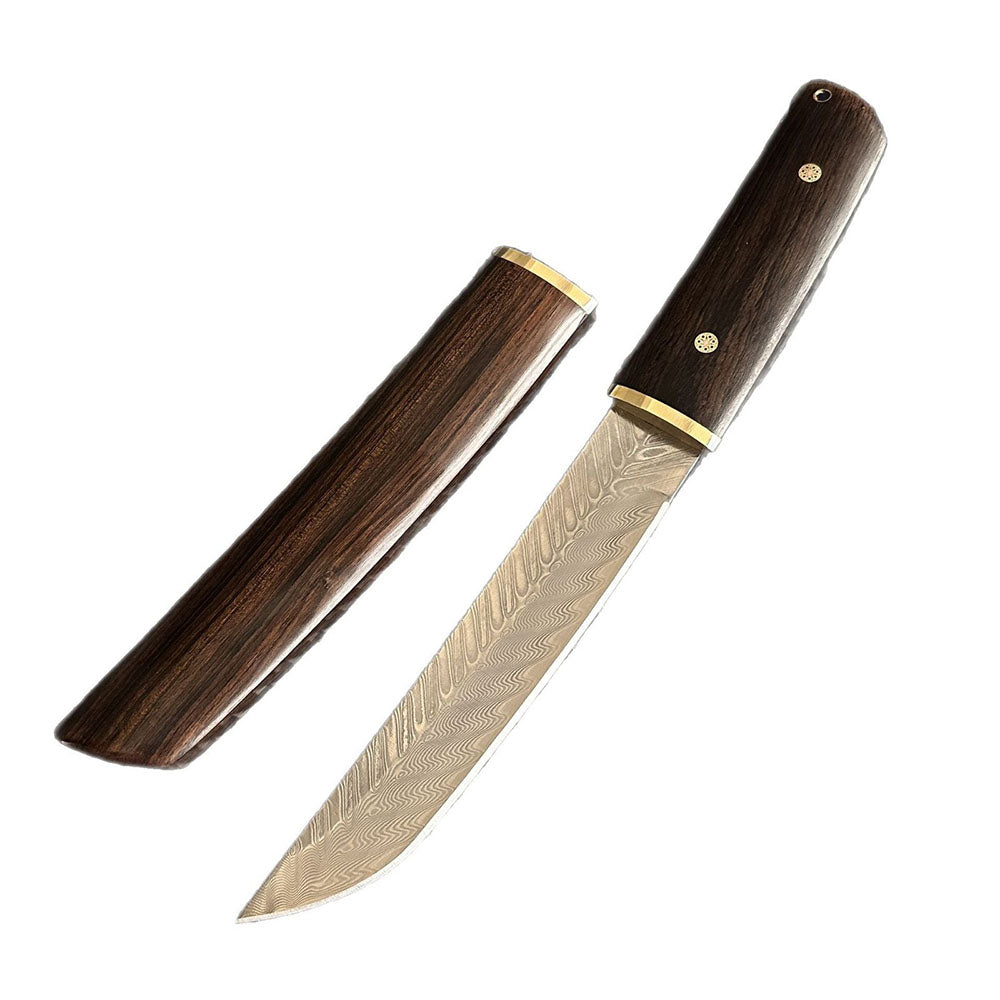 VG10 Damascus Knife Fishbone Pattern Full Tang Outdoor Camping Tool EDC Hunting, Self-defense Tactics, Practical Survival