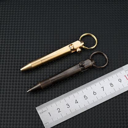 Creative Mini Solid Brass Bolt Action Ball Point Pen Copper Art Craft Pocket EDC