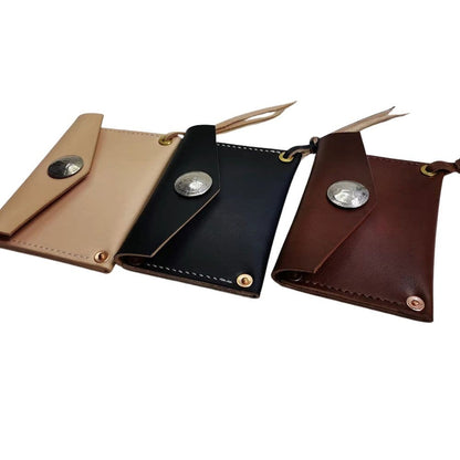 Handmade Japanese Style Unique Design Minimalist Genuine Leather Card Holder