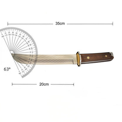 Damascus Steel Fixed Blade Camping Knife Wood Handle w/ Sheath Outdoor Survival