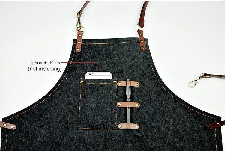 Jeans Denim Apron for Kitchen / Coffe Shop Studio Leather Craft Custom Made Logo
