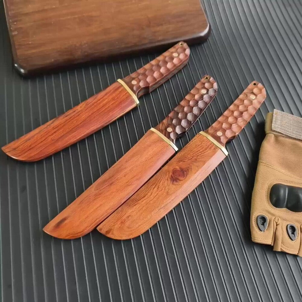 Hand Forged Damascus Outdoor Knife Japanese Samurai Survival Rosewood Handle  Camping, Hunting, Self-defense Tactics, Practical Survival