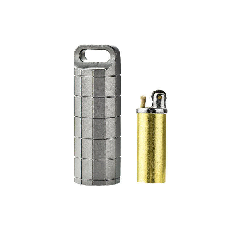 Titanium Waterproof Lighter Pill Case Box Travel Capsule Bottle Holder Container